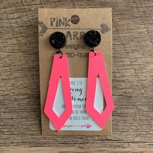 Black and Hot Pink Earrings